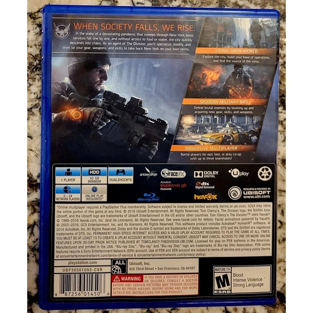 Tom Clancy's The Division (PlayStation 4, 2016) PS4, TESTED & WORKING, FAST SHIP